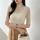 シアートップス 五分袖 フリルハイネック | COCOMOMO | 詳細画像16