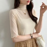 シアートップス 五分袖 フリルハイネック | COCOMOMO | 詳細画像17