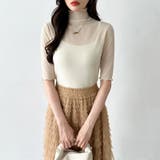 シアートップス 五分袖 フリルハイネック | COCOMOMO | 詳細画像18