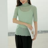 シアートップス 五分袖 フリルハイネック | COCOMOMO | 詳細画像7