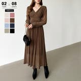 ブラウン | カシュクールラメドレス パーティードレス カシュクールワンピース | COCOMOMO