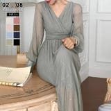 グレー | カシュクールラメドレス パーティードレス カシュクールワンピース | COCOMOMO