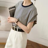 tシャツ レディース タックボーダーtシャツ | COCOMOMO | 詳細画像4 