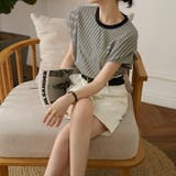 tシャツ レディース タックボーダーtシャツ | COCOMOMO | 詳細画像5 