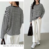 ボーダー カットソー ラウンドヘムtシャツ | COCOMOMO | 詳細画像5 