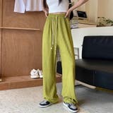 オリーブグリーン | ワイドパンツ さらさら イージーパンツ | COCOMOMO