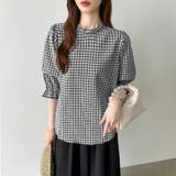 パフスリーブ ブラウス チェック | COCOMOMO | 詳細画像2