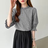 パフスリーブ ブラウス チェック | COCOMOMO | 詳細画像4