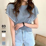 ブルー | サマーニット ラッフルスリーブ シアーニット | COCOMOMO