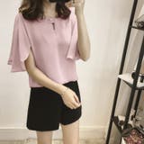 ピンク | フレアスリーブブラウス ブラウス シフォン | COCOMOMO