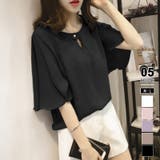 ブラック | フレアスリーブブラウス ブラウス シフォン | COCOMOMO