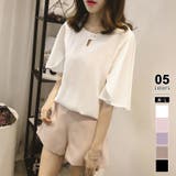 ホワイト | フレアスリーブブラウス ブラウス シフォン | COCOMOMO