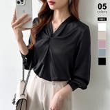 ブラック | とろみシフォン オフィスカジュアル シフォンブラウス | COCOMOMO