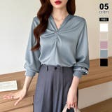 ブルー | とろみシフォン オフィスカジュアル シフォンブラウス | COCOMOMO