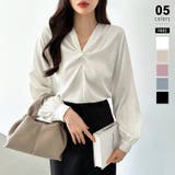 ホワイト | とろみシフォン オフィスカジュアル シフォンブラウス | COCOMOMO