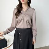 とろみシフォン オフィスカジュアル シフォンブラウス | COCOMOMO | 詳細画像45 