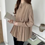 プリーツ切り替えブラウス チュニック 体型カバー | COCOMOMO | 詳細画像3 