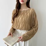 ウェーブ柄ブラウス シアートップス 長袖 | COCOMOMO | 詳細画像1