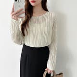 ウェーブ柄ブラウス シアートップス 長袖 | COCOMOMO | 詳細画像9