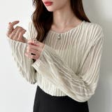 ウェーブ柄ブラウス シアートップス 長袖 | COCOMOMO | 詳細画像14