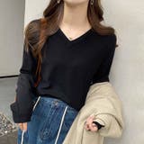 vネックニット カラーニット オフィスカジュアル | COCOMOMO | 詳細画像13 