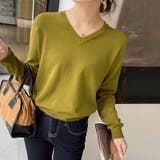 vネックニット カラーニット オフィスカジュアル | COCOMOMO | 詳細画像15 