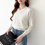 vネックニット カラーニット オフィスカジュアル | COCOMOMO | 詳細画像25 