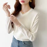 vネックニット カラーニット オフィスカジュアル | COCOMOMO | 詳細画像29 