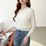 vネックニット カラーニット オフィスカジュアル | COCOMOMO | 詳細画像31 