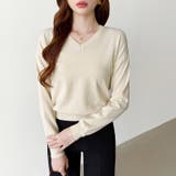 vネックニット カラーニット オフィスカジュアル | COCOMOMO | 詳細画像33 