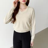 vネックニット カラーニット オフィスカジュアル | COCOMOMO | 詳細画像35 