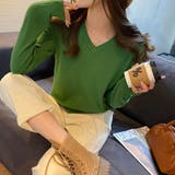 vネックニット カラーニット オフィスカジュアル | COCOMOMO | 詳細画像2 