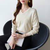 vネックニット カラーニット オフィスカジュアル | COCOMOMO | 詳細画像38 