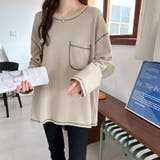 配色ステッチカットソー オーバーサイズ ロンt | COCOMOMO | 詳細画像16