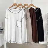 配色ステッチカットソー オーバーサイズ ロンt | COCOMOMO | 詳細画像22