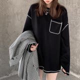 配色ステッチカットソー オーバーサイズ ロンt | COCOMOMO | 詳細画像6