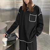 配色ステッチカットソー オーバーサイズ ロンt | COCOMOMO | 詳細画像7