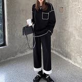 配色ステッチカットソー オーバーサイズ ロンt | COCOMOMO | 詳細画像8