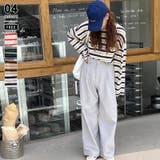 ネイビー | ボーダーロンT オーバーサイズ 長袖カットソー | COCOMOMO