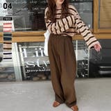 ブラウン | ボーダーロンT オーバーサイズ 長袖カットソー | COCOMOMO