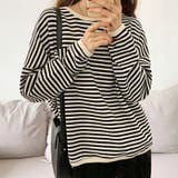 ボーダーカットソー ロンT オーバーサイズ | COCOMOMO | 詳細画像10 