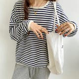 ボーダーカットソー ロンT オーバーサイズ | COCOMOMO | 詳細画像2 