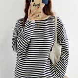 ボーダーカットソー ロンT オーバーサイズ | COCOMOMO | 詳細画像3 