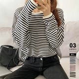 ブラック | ボーダーカットソー ロンT オーバーサイズ | COCOMOMO