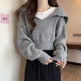 クロップドニットセーター ボリュームスリーブ セーター | COCOMOMO | 詳細画像2 