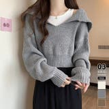 グレー | クロップドニットセーター ボリュームスリーブ セーター | COCOMOMO