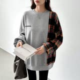 チェック柄ドッキングトレーナー オーバーサイズ スウェットトレーナー | COCOMOMO | 詳細画像2 
