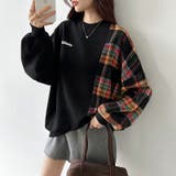 チェック柄ドッキングトレーナー オーバーサイズ スウェットトレーナー | COCOMOMO | 詳細画像9 