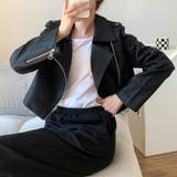 ライダースジャケット フェイクレザージャケット アウター | COCOMOMO | 詳細画像14