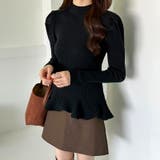 ペプラムニット チュニック パワショルトップス | COCOMOMO | 詳細画像3